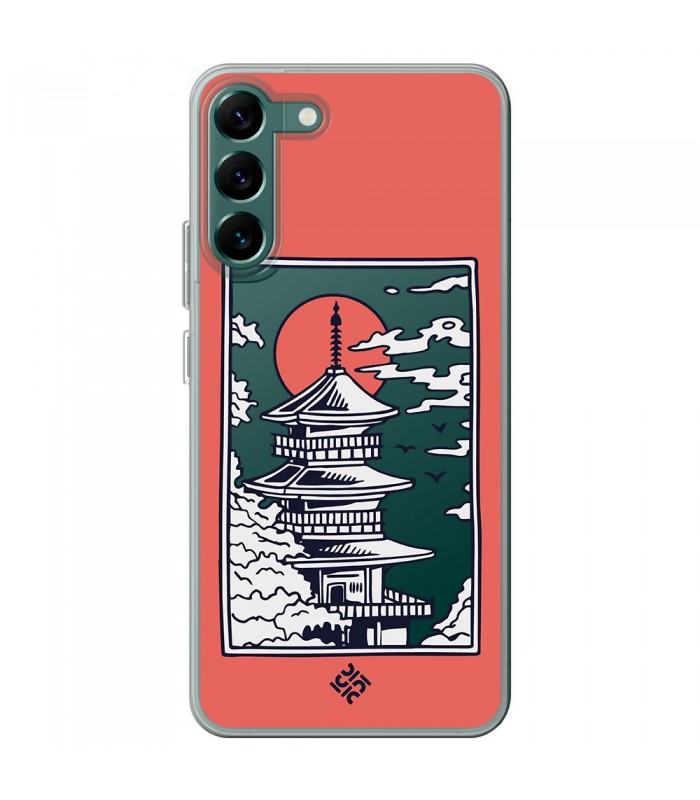 Funda para [ Samsung Galaxy S23 ] Dibujo Japones [ Pagoda con Fondo Transparente Japonesa ] de Silicona Flexible