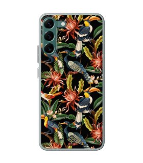 Funda para [ Samsung Galaxy S23 ] Dibujo Mascotas [ Estampado Aves y Hojas y Flores Tropicales ] de Silicona