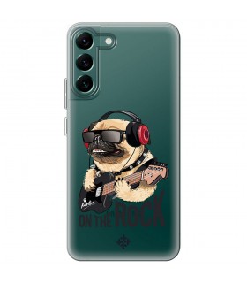 Funda para [ Samsung Galaxy S23 ] Diseño Música [ Pug Perro con Auriculares ] de Silicona Flexible
