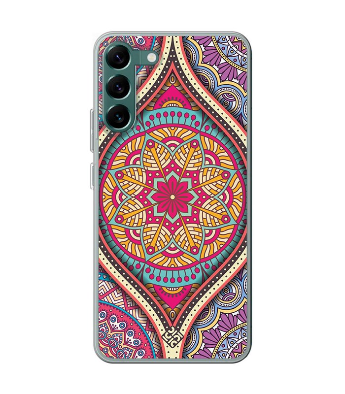 Funda para [ Samsung Galaxy S23 ] Dibujo Auténtico [ Baldosa de Teja Mandala ] de Silicona Flexible