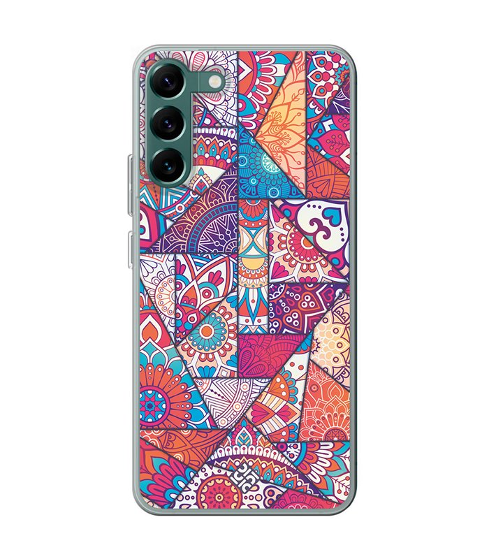 Funda para [ Samsung Galaxy S23 ] Dibujo Auténtico [ Mosaico Vidriera Mandala ] de Silicona Flexible