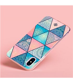 Funda para [ Samsung Galaxy S23 ] Dibujo Auténtico [ Mosaico Triangular Mandala ] de Silicona Flexible