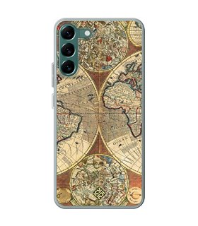 Funda para [ Samsung Galaxy S23 ] Dibujo Auténtico [ Antiguo Mapa Mundi ] de Silicona Flexible