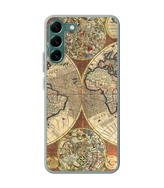 Funda para [ Samsung Galaxy S23 ] Dibujo Auténtico [ Antiguo Mapa Mundi ] de Silicona Flexible