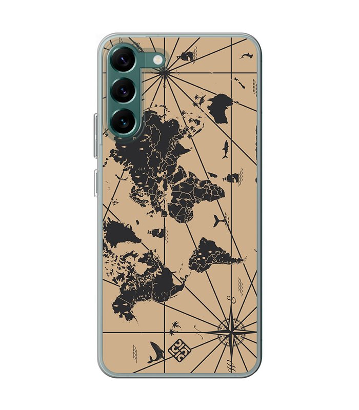 Funda para [ Samsung Galaxy S23 ] Dibujo Auténtico [ Mapa Mundi ] de Silicona Flexible para Smartphone 