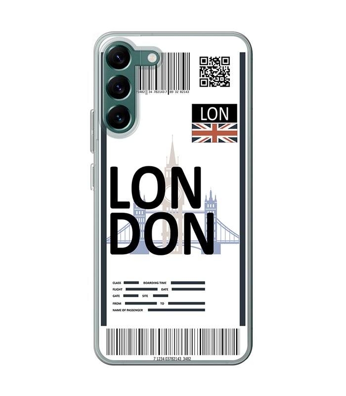 Funda para [ Samsung Galaxy S23 ] Billete de Avión [ London ] de Silicona Flexible para Smartphone 