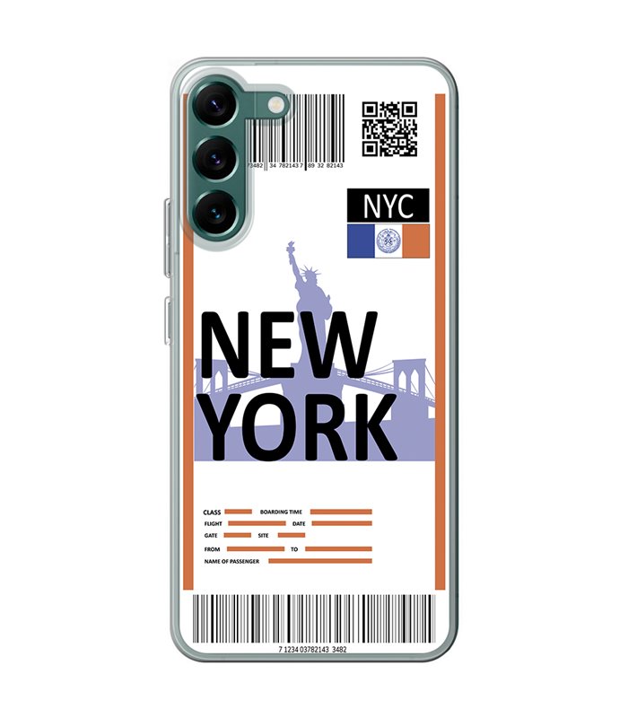 Funda para [ Samsung Galaxy S23 ] Billete de Avión [ New York ] de Silicona Flexible para Smartphone 