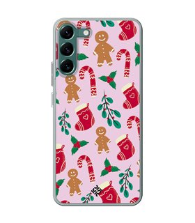 Funda para [ Samsung Galaxy S23 ] Fondo Navidad [ Galleta Christmas Baston Caramelo ] de Silicona Flexible para Smartphone 