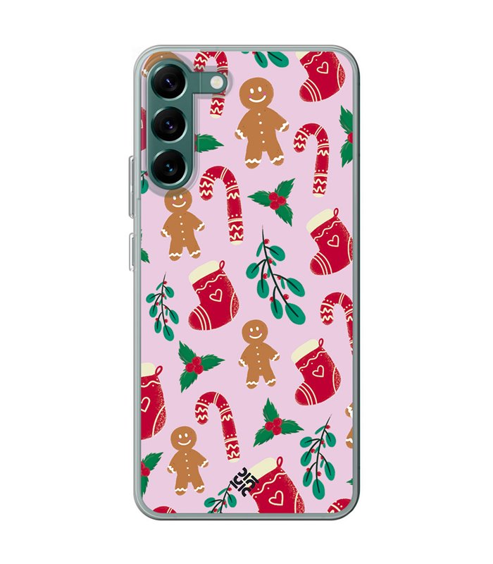 Funda para [ Samsung Galaxy S23 ] Fondo Navidad [ Galleta Christmas Baston Caramelo ] de Silicona Flexible para Smartphone 