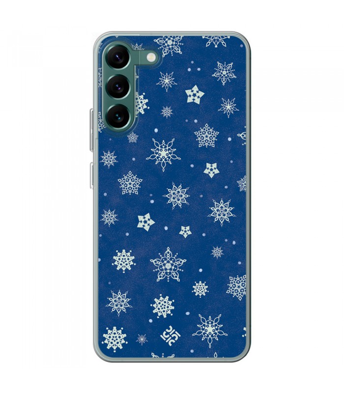 Funda para [ Samsung Galaxy S23 ] Fondo Navidad [ Copos de Nieve ] de Silicona Flexible para Smartphone 