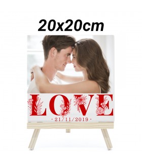 Lienzo Personalizado San Valentín "Love Circle"| 20 x 20 cm | Foto y Texto con soporte de madera