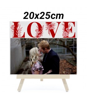 Lienzo Personalizado "LOVE"| 20 x 25 x 1.5 cm| Foto y Texto con soporte de madera