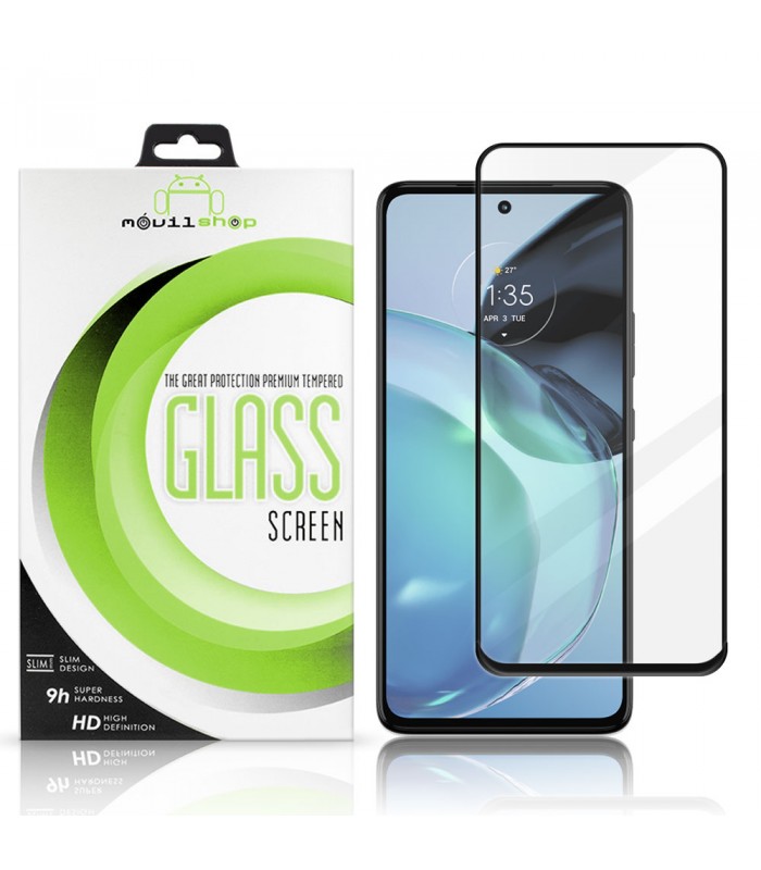 Protector de pantalla completo para Motorola Moto G72 - Cristal templado Full Glue con borde Negro