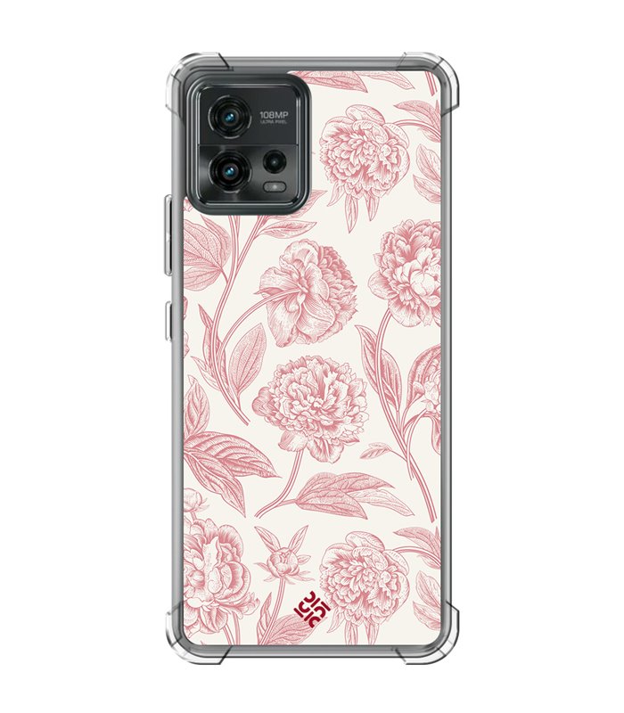 Funda Antigolpe [ Motorola Moto G72 ] Dibujo Botánico [ Flores Rosa Pastel ] Esquina Reforzada Silicona 1.5mm