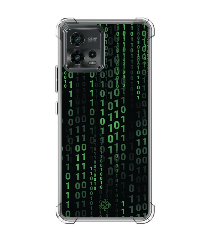 Funda Antigolpe [ Motorola Moto G72 ] Cine Fantástico [ Números Binarios Matrix ] Esquina Reforzada 1.5