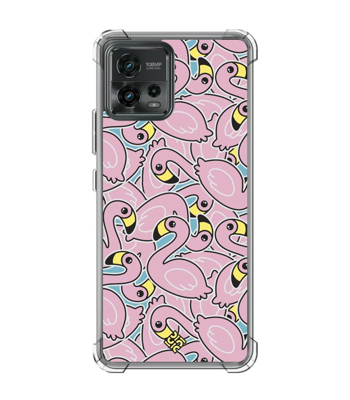 Funda Antigolpe [ Motorola Moto G72 ] Dibujo Cute [ Pegatinas Flamenco ] Esquina Reforzada Silicona 1.5mm