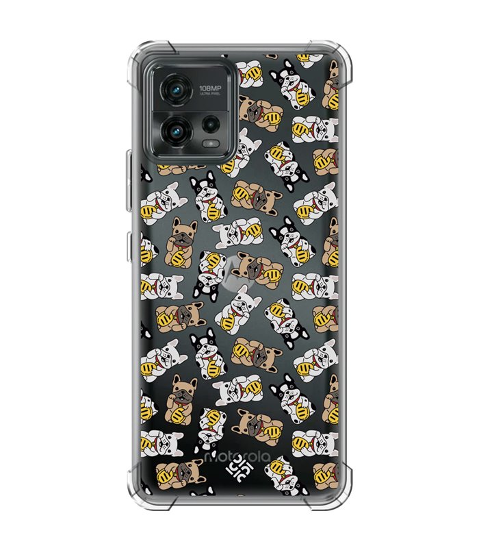 Funda Antigolpe [ Motorola Moto G72 ] Dibujo Cute [ Perro Bulldog de la Suerte ] Esquina Reforzada Silicona 1.5mm