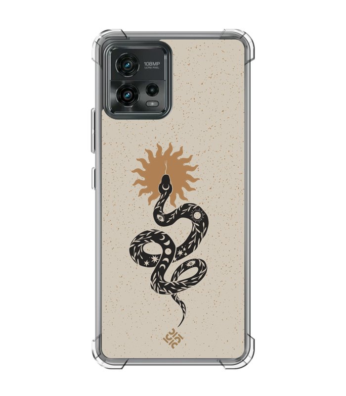 Funda Antigolpe [ Motorola Moto G72 ] Dibujo Esotérico [ Serpiente Esotérica y Signo Solar ] Reforzada 1.5