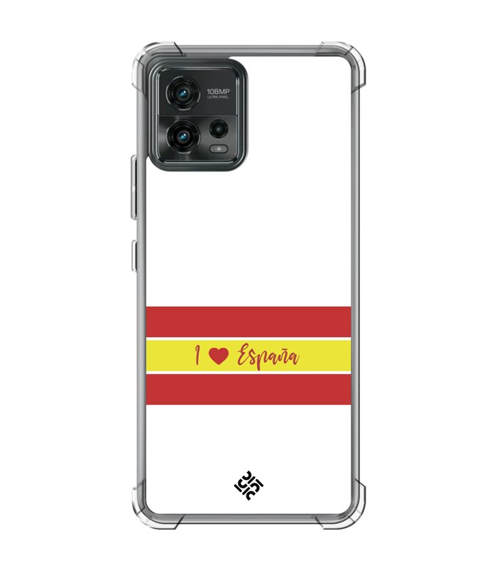 Funda Antigolpe [ Motorola Moto G72 ] Dibujo Auténtico [ I Love España ] Esquina Reforzada 1.5mm