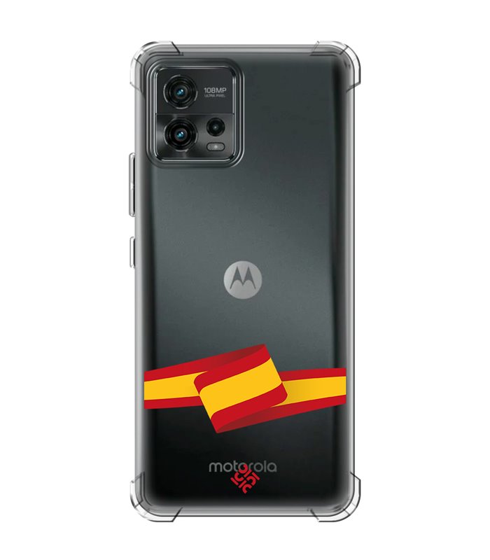 Funda Antigolpe [ Motorola Moto G72 ] Dibujo Auténtico [ Bandera España ] Esquina Reforzada 1.5mm