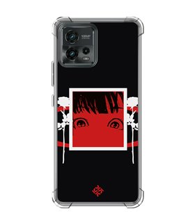 Funda Antigolpe [ Motorola Moto G72 ] Dibujos Frikis [ Mirada Anime, Manga Rojo Intenso ] Esquina Reforzada 1.5mm