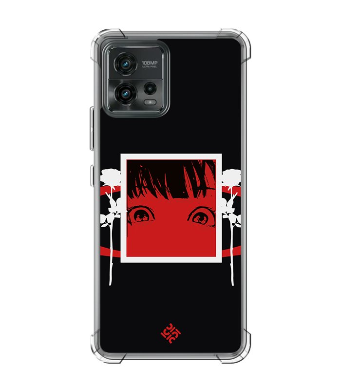 Funda Antigolpe [ Motorola Moto G72 ] Dibujos Frikis [ Mirada Anime, Manga Rojo Intenso ] Esquina Reforzada 1.5mm