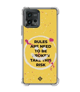 Funda Antigolpe [ Motorola Moto G72 ] Dibujo Frases Guays [ Smile - Rules Are Need  To Be Broken Take This Risk ] 