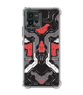 Funda Antigolpe [ Motorola Moto G72 ] Dibujo Gamers [ Cyberpunk Rojo y Grises ] Esquina Reforzada Silicona 1.5mm