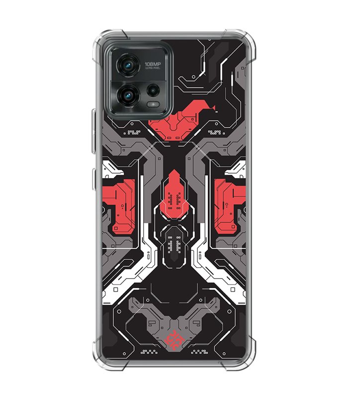 Funda Antigolpe [ Motorola Moto G72 ] Dibujo Gamers [ Cyberpunk Rojo y Grises ] Esquina Reforzada Silicona 1.5mm