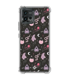 Funda Antigolpe [ Motorola Moto G72 ] Dibujo Gotico [ Diseño Brujería en Tonos Pastel y Fondo Negro ] Reforzada