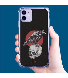 Funda Antigolpe [ Motorola Moto G72 ] Dibujo Gotico [ Cuervo Sobre Cráneo ] Esquina Reforzada Silicona 1.5mm