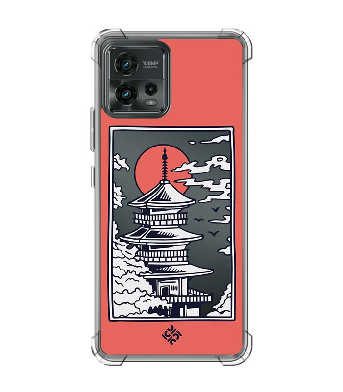 Funda Antigolpe [ Motorola Moto G72 ] Dibujo Japones [ Pagoda con Fondo Transparente Japonesa ] Reforzada 1.5