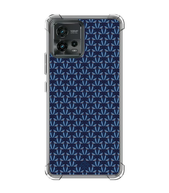 Funda Antigolpe [ Motorola Moto G72 ] Dibujo Japones [ Patron Abstracto Loto Azul ] Esquina Reforzada 1.5mm