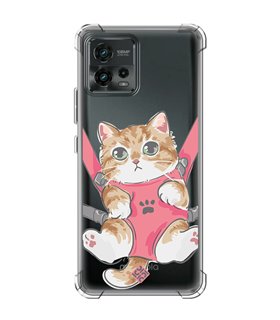 Funda Antigolpe [ Motorola Moto G72 ] Dibujo Mascotas [ Gatito Colgante ] Esquina Reforzada Silicona 1.5mm