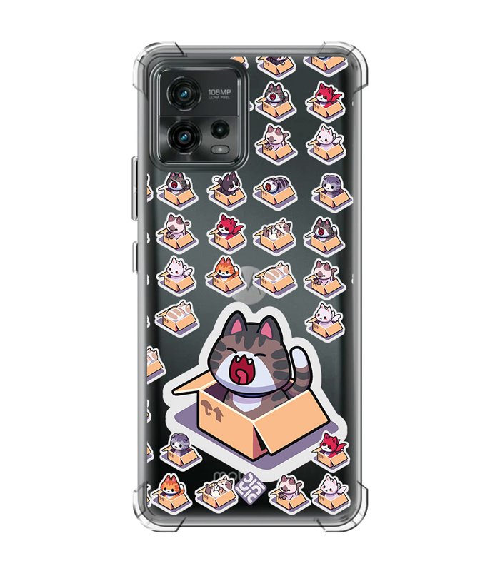 Funda Antigolpe [ Motorola Moto G72 ] Dibujo Mascotas [ Gatos en Cajas ] Esquina Reforzada Silicona 1.5mm