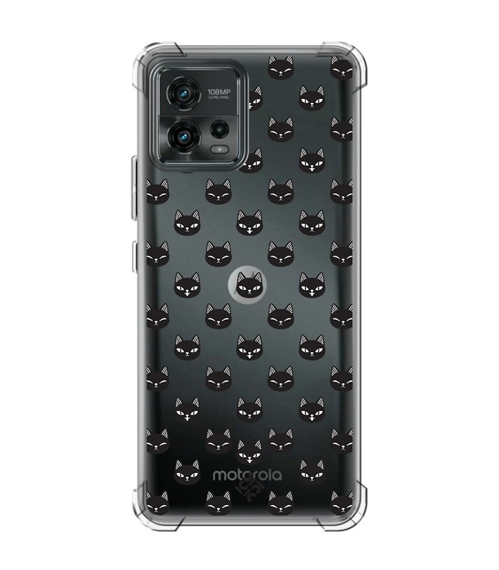 Funda Antigolpe [ Motorola Moto G72 ] Dibujo Mascotas [ Gato Negro ] Esquina Reforzada Silicona 1.5mm