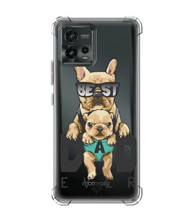 Funda Antigolpe [ Motorola Moto G72 ] Dibujo Mascotas [ Perro Bulldog - Best Dad Ever ] Esquina Reforzada 