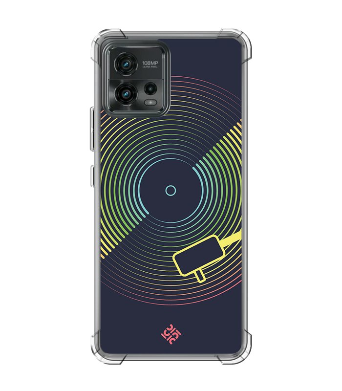 Funda Antigolpe [ Motorola Moto G72 ] Diseño Música [ Dibujo Disco de Vinilo ] Esquina Reforzada Silicona 1.5mm