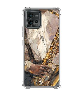 Funda Antigolpe [ Motorola Moto G72 ] Diseño Música [ Pintura - Tocando el Saxofón ] Esquina Reforzada Silicona