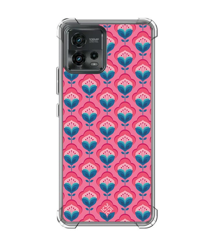 Funda Antigolpe [ Motorola Moto G72 ] Dibujos Retro [ Algodones Rosa - Caleidoscopio ] Esquina Reforzada Silicona