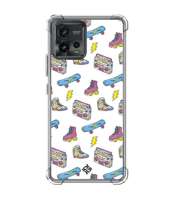 Funda Antigolpe [ Motorola Moto G72 ] Dibujo Tendencias [ Skate Patines Años 90 ] Esquina Reforzada Silicona 