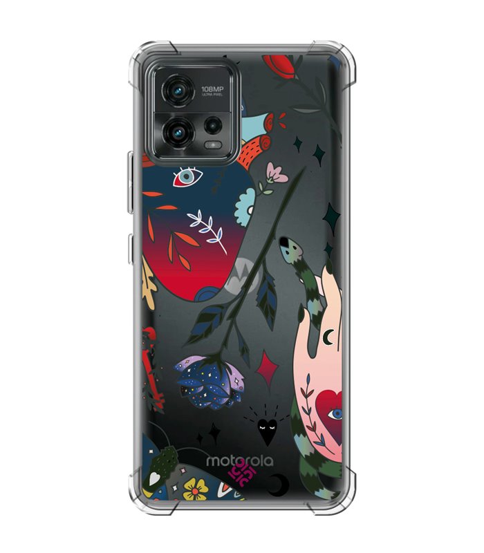 Funda Antigolpe [ Motorola Moto G72 ] Dibujo Tendencias [ Doodle Tatuaje Esotérico ] Esquina Reforzada Silicona 