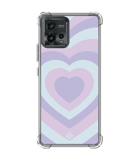 Funda Antigolpe [ Motorola Moto G72 ] Dibujo Tendencias [ Corazones Superpuestos Tonos Pastel ] Esquina Reforzada