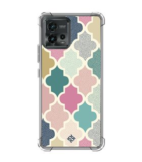 Funda Antigolpe [ Motorola Moto G72 ] Dibujo Tendencias [ Diseño Azulejos de Colores ] Esquina Reforzada 