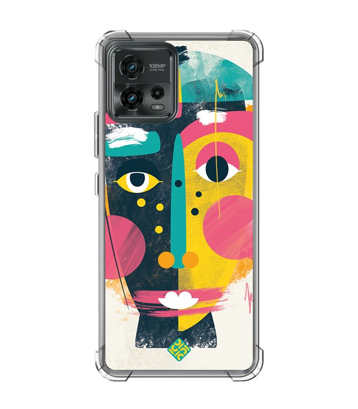 Funda Antigolpe [ Motorola Moto G72 ] Dibujo [ Ilustración de Arte de Pared Abstracción de Retrato Facial ] 