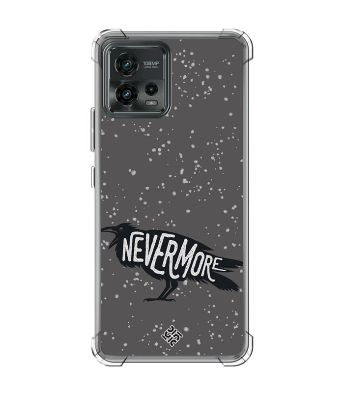 Funda Antigolpe [ Motorola Moto G72 ] Dibujo Auténtico [ Cuervo Never More ] Esquina Reforzada Silicona 1.5mm 