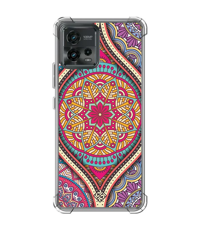 Funda Antigolpe [ Motorola Moto G72 ] Dibujo Auténtico [ Baldosa de Teja Mandala ] Esquina Reforzada Silicona 1.5