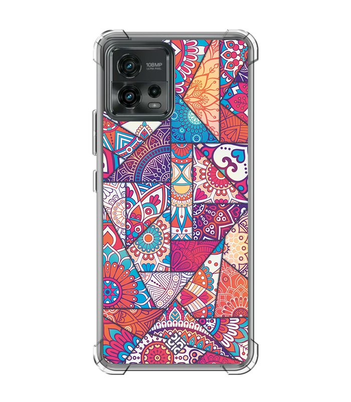 Funda Antigolpe [ Motorola Moto G72 ] Dibujo Auténtico [ Mosaico Vidriera Mandala ] Esquina Reforzada 1.5