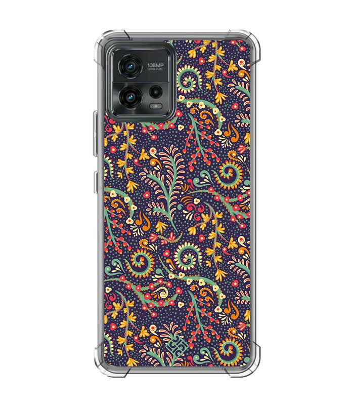 Funda Antigolpe [ Motorola Moto G72 ] Dibujo Auténtico [ Patrón de Platas Abstractas ] Esquina Reforzada 1.5