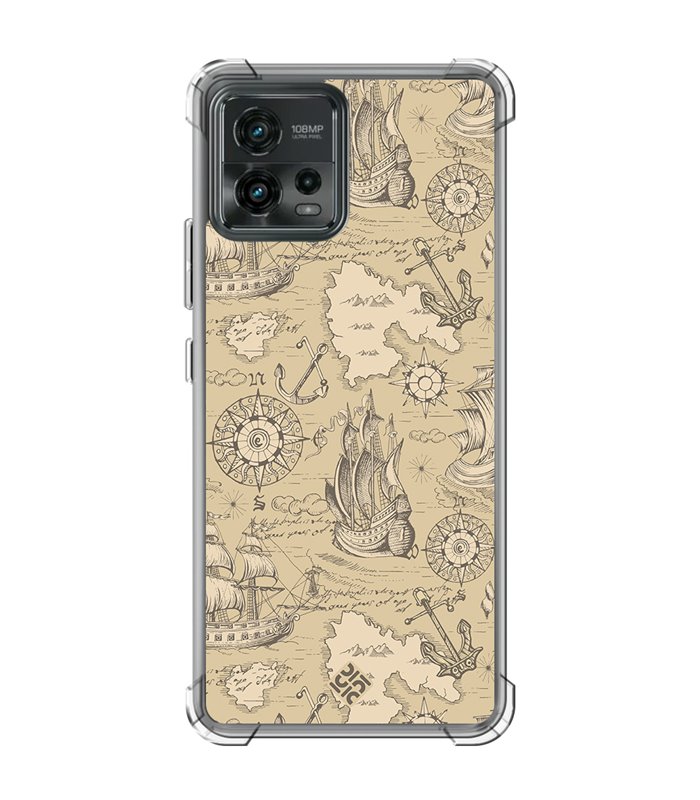 Funda Antigolpe [ Motorola Moto G72 ] Dibujo Auténtico [ Estampado Vintage de Viajes, Aventura ]  Reforzada 1.5